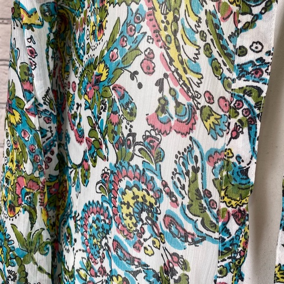 VENUS Boho Paisley Floral Kimono Duster With Bell Sleeves Beach Coverup Medium - Picture 4 of 9